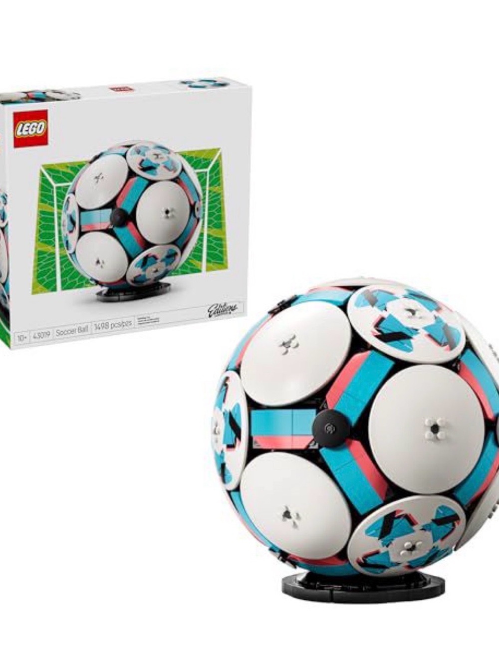 LEGO Soccer Ball Display Model - White, Blue & Pink